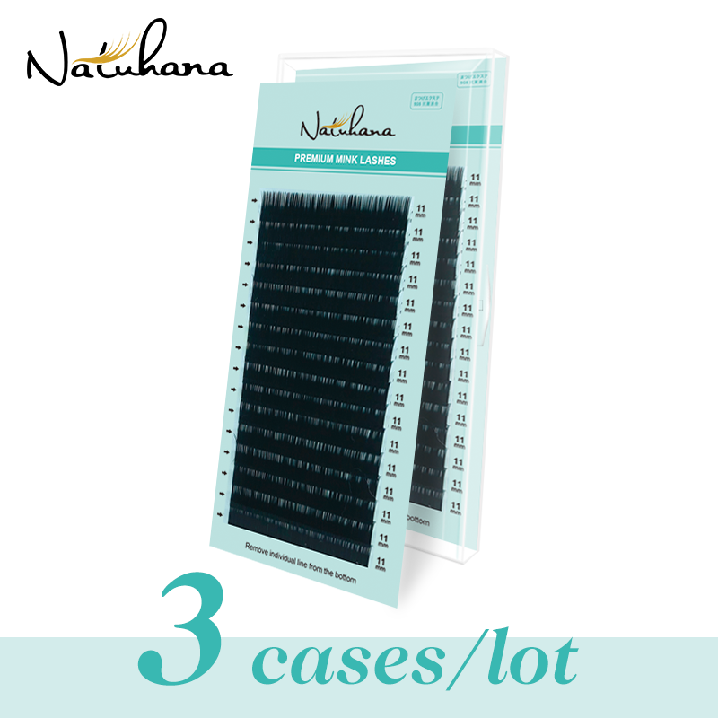 Eyelash Extension Korea Natural - NATUHANA 3 Trường Hợp/Nhiều Chồn Lông