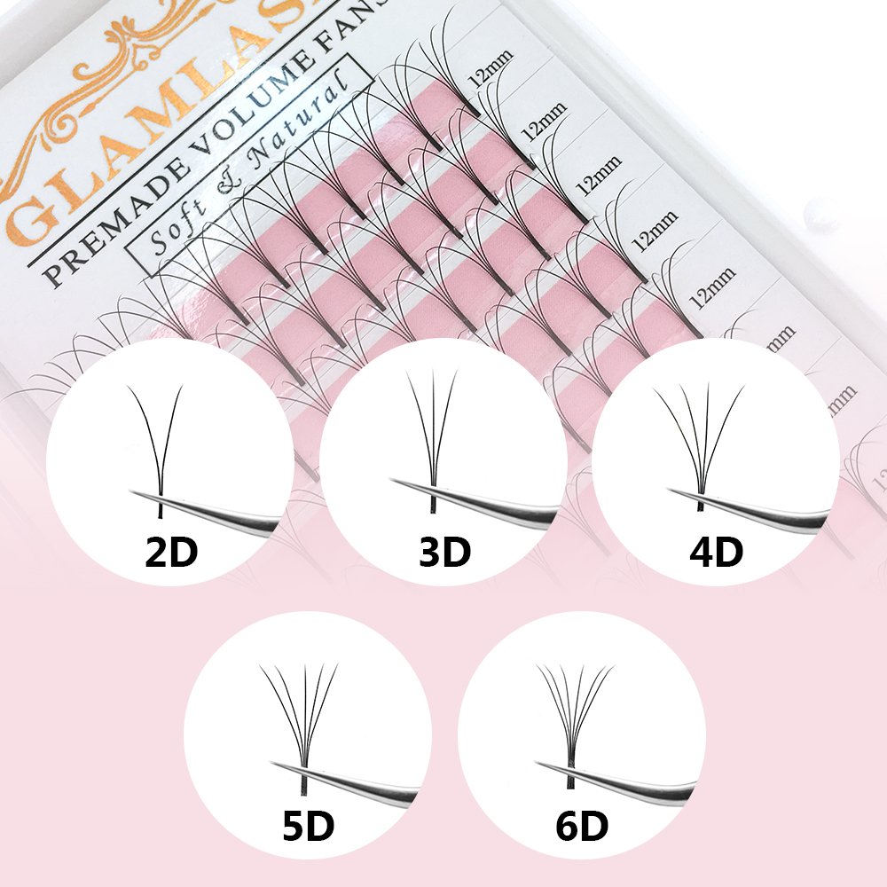 GLAMLASH 2D-6D premade volume  - đánh giá và giá Eyelash Extension Korea Natural