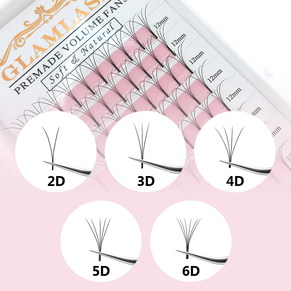 GLAMLASH 2D-6D Premade Tập Ngư - đánh giá và giá Eyelash Extension Korea Natural